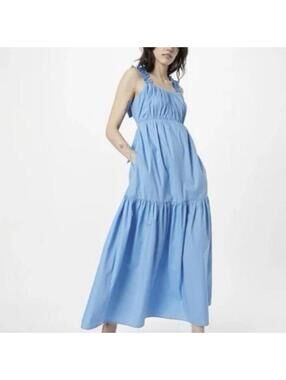 Abercrombie & Fitch tiered bow back ruffle poplin maxi dress